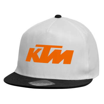 KTM, Καπέλο παιδικό Flat Snapback, Λευκό (100% ΒΑΜΒΑΚΕΡΟ, ΠΑΙΔΙΚΟ, UNISEX, ONE SIZE)