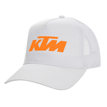 KTM, Καπέλο Ενηλίκων Structured Trucker, με Δίχτυ, ΛΕΥΚΟ (100% ΒΑΜΒΑΚΕΡΟ, ΕΝΗΛΙΚΩΝ, UNISEX, ONE SIZE)