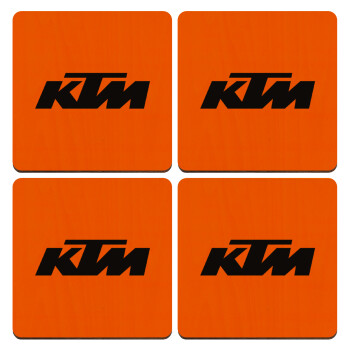 KTM, ΣΕΤ x4 Σουβέρ ξύλινα τετράγωνα plywood (9cm)