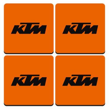 KTM, ΣΕΤ 4 Σουβέρ ξύλινα τετράγωνα (9cm)