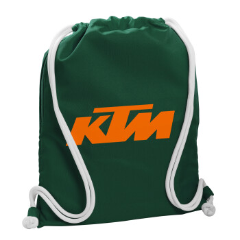 KTM, Τσάντα πλάτης πουγκί GYMBAG BOTTLE GREEN, με τσέπη (40x48cm) & χονδρά λευκά κορδόνια