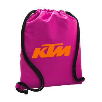 KTM, Τσάντα πλάτης πουγκί GYMBAG Φούξια, με τσέπη (40x48cm) & χονδρά κορδόνια