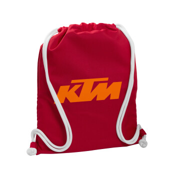 KTM, Τσάντα πλάτης πουγκί GYMBAG Κόκκινη, με τσέπη (40x48cm) & χονδρά κορδόνια