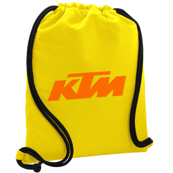 KTM, Τσάντα πλάτης πουγκί GYMBAG Κίτρινη, με τσέπη (40x48cm) & χονδρά κορδόνια