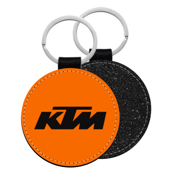 KTM, Μπρελόκ Δερματίνη, στρογγυλό ΜΑΥΡΟ (5cm)