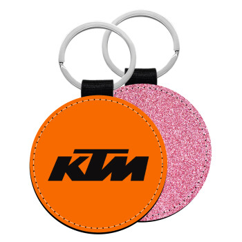 KTM, Μπρελόκ Δερματίνη, στρογγυλό ΡΟΖ (5cm)