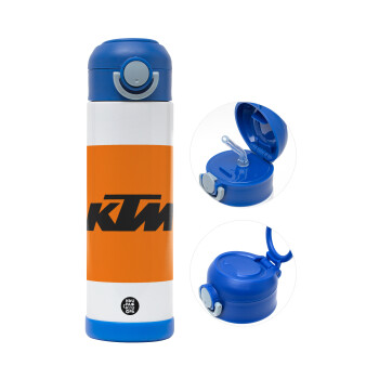 KTM, Παιδικό παγούρι θερμό, ανοξείδωτο, με καλαμάκι ασφαλείας, ΜΠΛΕ (500ml)