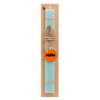 KTM, Easter Set, wooden keychain & aromatic flat Easter candle (30cm) (TURQUOISE)