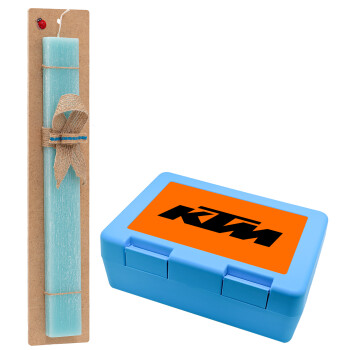 KTM, Easter Set, children's snack container BLUE & Easter aromatic flat candle (30cm) (TURQUOISE)