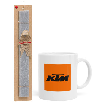 KTM, Πασχαλινό Σετ, Κούπα κεραμική (330ml) & πασχαλινή λαμπάδα αρωματική πλακέ (30cm) (ΓΚΡΙ)