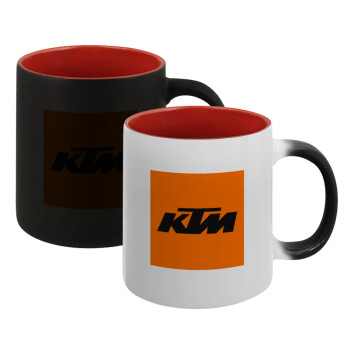 KTM, Κούπα Μαγική εσωτερικό κόκκινο, κεραμική, 330ml που αλλάζει χρώμα με το ζεστό ρόφημα (1 τεμάχιο)