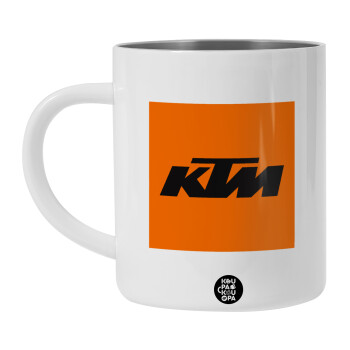 KTM, Λευκή Ανοξείδωτη Μεταλλική Κούπα 450ml - Διπλού Τοιχώματος 