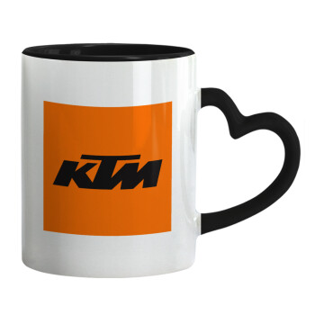KTM, Mug heart black handle, ceramic, 330ml