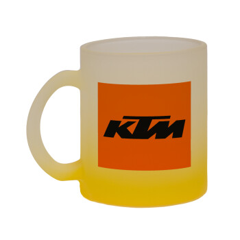 KTM, Κούπα γυάλινη δίχρωμη με βάση το κίτρινο ματ, 330ml