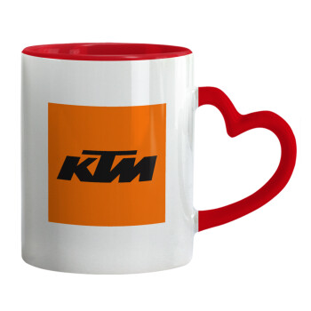 KTM, Mug heart red handle, ceramic, 330ml