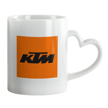 KTM, Κούπα καρδιά χερούλι λευκή, κεραμική, 330ml