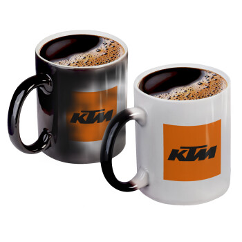 KTM, Color changing magic Mug, ceramic, 330ml when adding hot liquid inside, the black colour desappears (1 pcs)