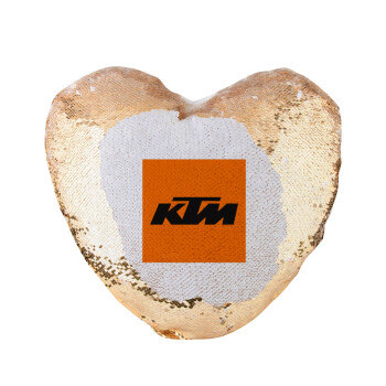 KTM, Μαξιλάρι καναπέ καρδιά Μαγικό Χρυσό με πούλιες 40x40cm περιέχεται το  γέμισμα