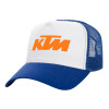 Adult Structured Trucker Hat, with Mesh, WHITE/BLUE (100% COTTON, ADULT, UNISEX, ONE SIZE)