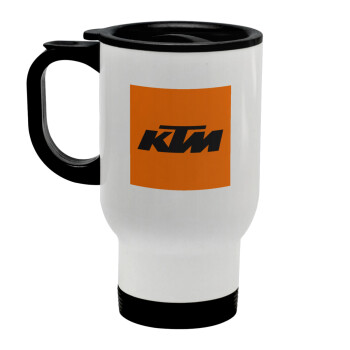 KTM, Κούπα ταξιδιού ανοξείδωτη με καπάκι, διπλού τοιχώματος (θερμό) λευκή 450ml
