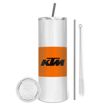 KTM, Eco friendly ποτήρι θερμό (tumbler) από ανοξείδωτο ατσάλι 600ml, με μεταλλικό καλαμάκι & βούρτσα καθαρισμού