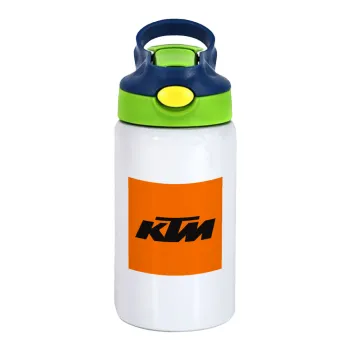 KTM, Children's hot water bottle, stainless steel, with safety straw, green, blue (350ml)