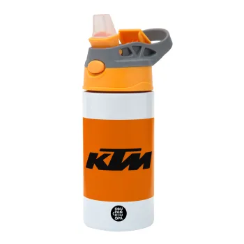 KTM, Children's hot water bottle, stainless steel, with safety straw, Orange/Grey (360ml) BPA-FREE