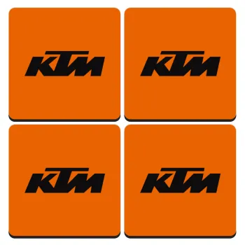 KTM, ΣΕΤ 4 Σουβέρ ξύλινα τετράγωνα (9cm)