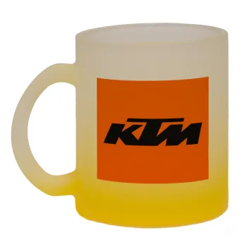 KTM, Κούπα γυάλινη δίχρωμη με βάση το κίτρινο ματ, 330ml