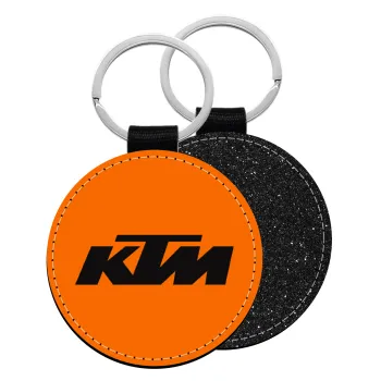 KTM, Μπρελόκ Δερματίνη, στρογγυλό ΜΑΥΡΟ (5cm)