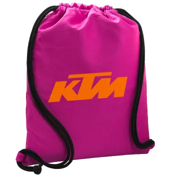 KTM, Backpack pouch GYMBAG Fuchsia, with pocket (40x48cm) & thick cords