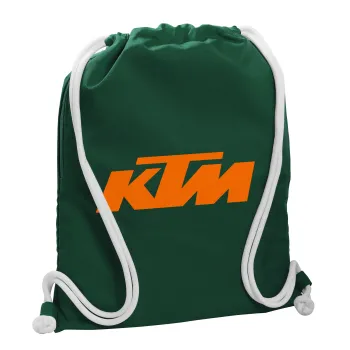 KTM, Backpack pouch GYMBAG BOTTLE GREEN, with pocket (40x48cm) & thick white cords
