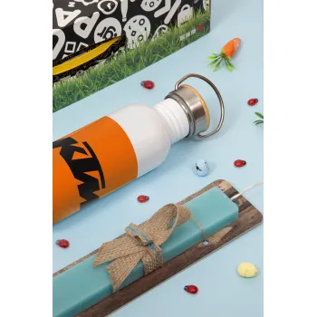 KTM, Πασχαλινή Λαμπάδα με παγούρι μεταλλικό (620ml, stainless steel) & κερί αρωματικό πλακέ (30cm) (ΤΙΡΚΟΥΑΖ)