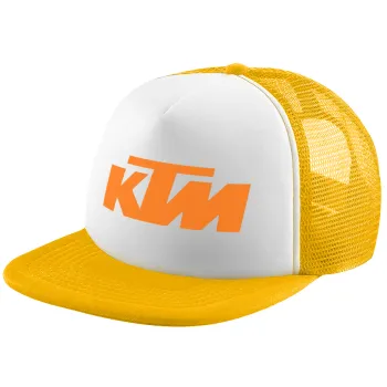 KTM, Adult Soft Trucker Hat with Yellow/White Mesh (POLYESTER, ADULT, UNISEX, ONE SIZE)