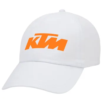 KTM, Adult Baseball Cap White 5-panel (POLYESTER, ADULT, UNISEX, ONE SIZE)