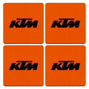 KTM, ΣΕΤ x4 Σουβέρ ξύλινα τετράγωνα plywood (9cm)