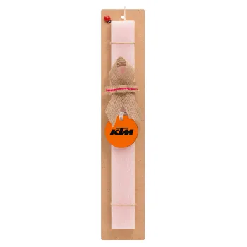 KTM, Easter Set, wooden keychain & scented flat Easter candle (30cm) (PINK)