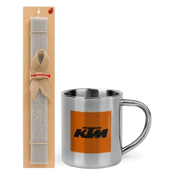 KTM, Easter Set, metallic thermal cup (300ml) & Easter aromatic flat candle (30cm) (GRAY)