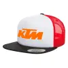 Adult Foam Flat Snapback with Mesh Black-White-Red (POLYESTER, ADULT, UNISEX, ONE SIZE)