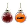 Transparent Christmas tree ball ornament with red filling 8cm