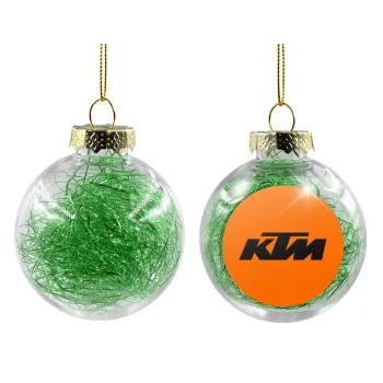 KTM, Transparent Christmas tree ball ornament with green filling 8cm