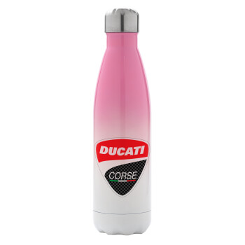 Ducati, Μεταλλικό παγούρι θερμός Ροζ/Λευκό (Stainless steel), διπλού τοιχώματος, 500ml