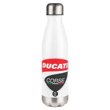 Ducati, Μεταλλικό παγούρι θερμός Λευκό (Stainless steel), διπλού τοιχώματος, 500ml