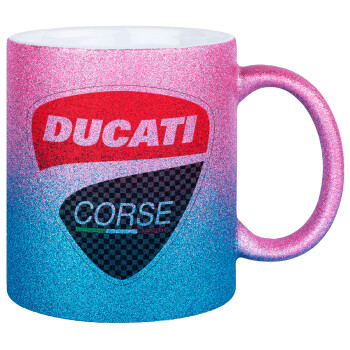 Ducati, Κούπα Χρυσή/Μπλε Glitter, κεραμική, 330ml