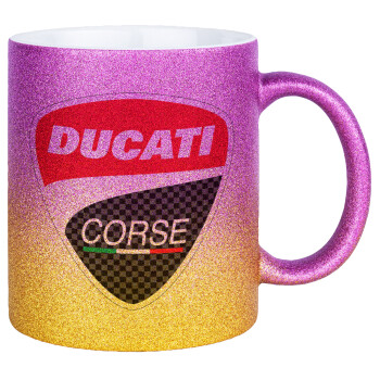 Ducati, Κούπα Χρυσή/Ροζ Glitter, κεραμική, 330ml
