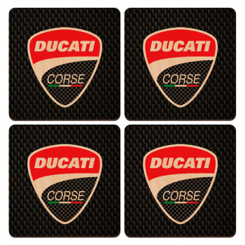 Ducati, ΣΕΤ x4 Σουβέρ ξύλινα τετράγωνα plywood (9cm)