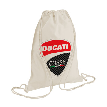 Ducati, Τσάντα πλάτης πουγκί GYMBAG natural (28x40cm)