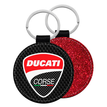 Ducati, Μπρελόκ Δερματίνη, στρογγυλό ΚΟΚΚΙΝΟ (5cm)