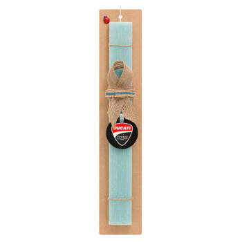 Ducati, Easter Set, wooden keychain & aromatic flat Easter candle (30cm) (TURQUOISE)