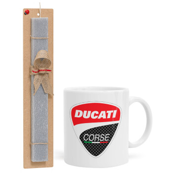 Ducati, Πασχαλινό Σετ, Κούπα κεραμική (330ml) & πασχαλινή λαμπάδα αρωματική πλακέ (30cm) (ΓΚΡΙ)